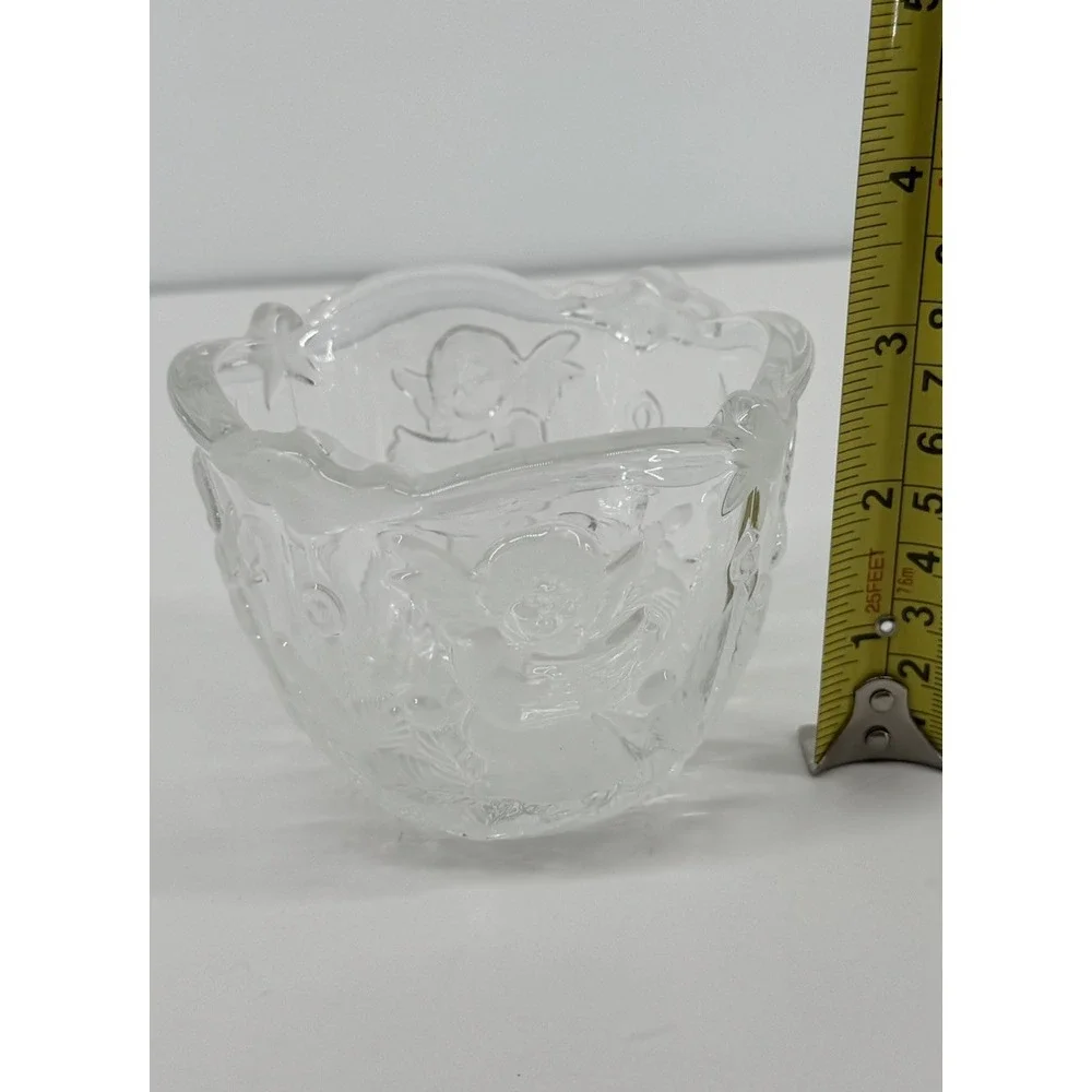 Vintage Mikasa Cherub Holiday Lights Crystal Frosted Angels Candle Holder Xmas